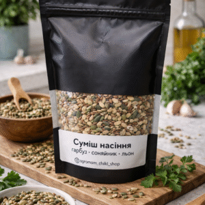 Суміш частково знежиреного насіння: льон • соняшник • гарбуз